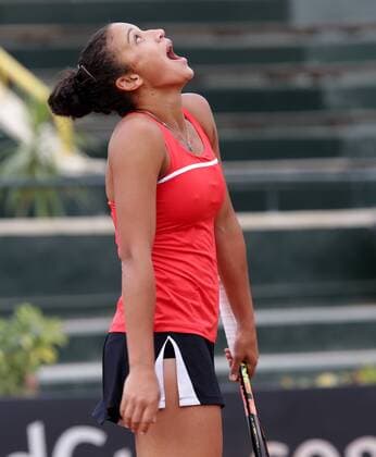 TENNIS - ITF, Fed Cup KAIRO,EGYPT,13.APR.16 - TENNIS - ITF, Fed Cup, Europe Africa Zone II, Group 1, Egypt vs Austria. Image shows Sandra Samir (EGY). GEPAxpictures xWalterxLuger