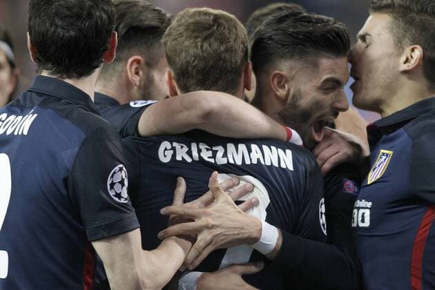 Atletico de Madrid s players celebrate goal during Champions League 2015 2016 Quarter-Finals 2nd leg match. April 13,2016.  (20160413102)