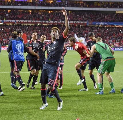 13.04.2016, Fussball Championsleague 2015 2016, Viertelfinale Rückspiel, FC Benfica Lissabon - Bayern München, Schlussjubel , David Alaba (FC Bayern München). 