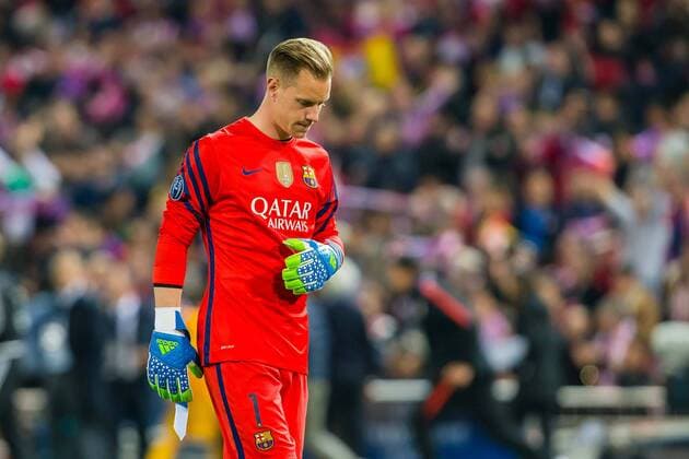 Mittwoch 13.04.2016, Champions League - Viertelfinale, Rueckspiel in Madrid, Saison 2015 2016, Atletico Madrid - FC Barcelona Barca 2:0, enttaeuscht, enttaeuschung, Torwart Marc-Andre ter Stegen (Barcelona 1) DeFodi507