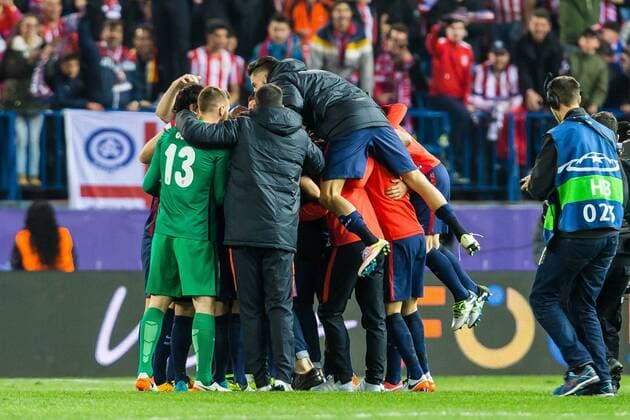 Mittwoch 13.04.2016, Champions League - Viertelfinale, Rueckspiel in Madrid, Saison 2015 2016, Atletico Madrid - FC Barcelona Barca 2:0, schlussjubel Atletico DeFodi507