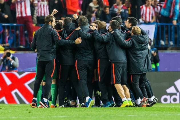 Mittwoch 13.04.2016, Champions League - Viertelfinale, Rueckspiel in Madrid, Saison 2015 2016, Atletico Madrid - FC Barcelona Barca 2:0, schlussjubel Atletico DeFodi507