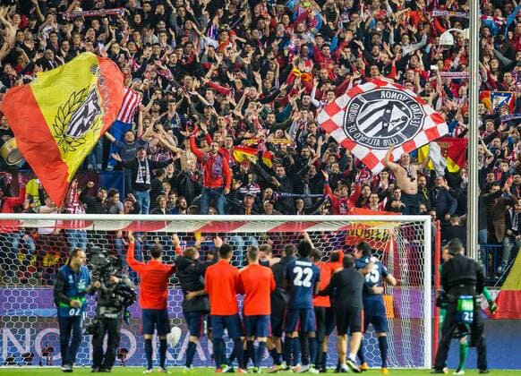 Mittwoch 13.04.2016, Champions League - Viertelfinale, Rueckspiel in Madrid, Saison 2015 2016, Atletico Madrid - FC Barcelona Barca 2:0, schlussjubel Atletico DeFodi507