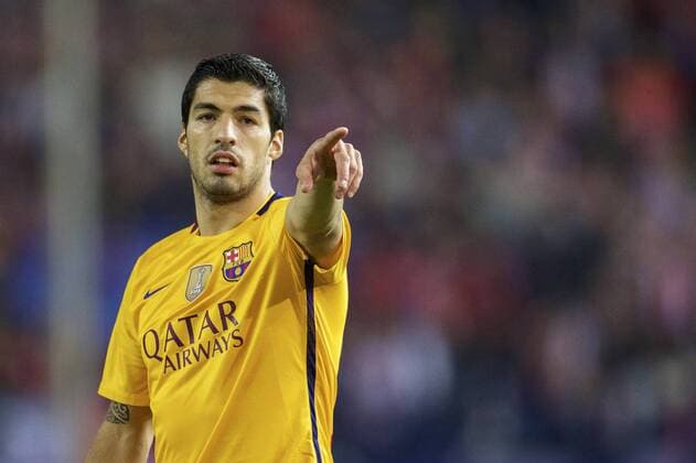 Luis Suarez of FC Barcelona Barca during the UEFA Champions League quarter-final match between Atletico Madrid and FC Barcelona on April 13, 2016 at the Vicente Calderon stadium in Madrid, Spain. Atletico Madrid v FC Barcelona UEFA Champions League 2015 2016 xVIxxIVx 5311965
