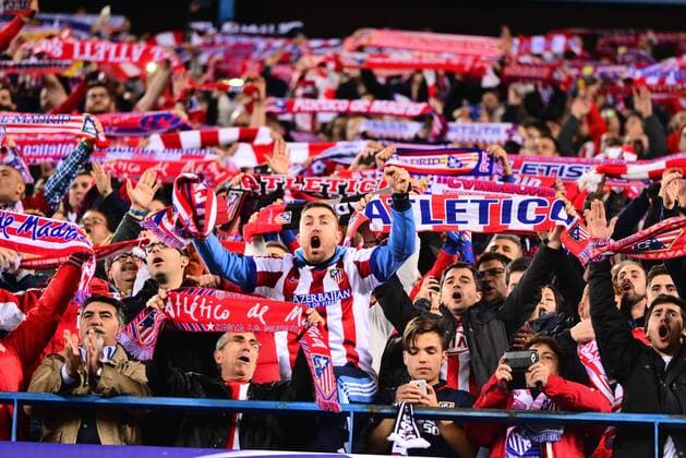 April 13, 2016 - Madrid, Spain - Celebration people of Atletico de Madrid during Champions League football match Atletico de Madrid vs F.C. Barcelona at Vicente Calderon stadium in Madrid on April 13, 2016. Club Atletico de Madrid v FC Barcelona Barca - UEFA Champions League Quarter Final: Second Leg  - ZUMAn230