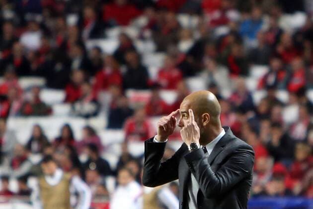 April 13, 2016 - Lisbon, Portugal - Bayern Munich s Spanish head coach Pep Guardiola reacts during the UEFA Champions League quarter-final second leg football match between SL Benfica and FC Bayern Munich at the Luz stadium in Lisbon on April 13, 2016. SL Benfica v FC Bayern Muenchen - UEFA Champions League Quarter Final: Second Leg  - ZUMAn230