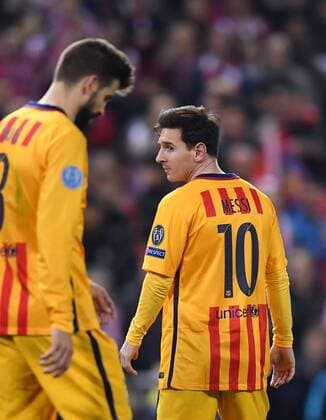 FUSSBALL CHAMPIONS LEAGUE SAISON 2015 2016 VIERTELFINAL RUECKSPIEL Atletico Madrid - FC Barcelona Barca 13.04.2016 Enttaeuschung Barca; Lionel Messi 