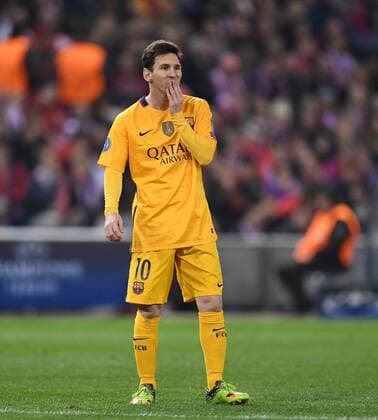 FUSSBALL CHAMPIONS LEAGUE SAISON 2015 2016 VIERTELFINAL RUECKSPIEL Atletico Madrid - FC Barcelona Barca 13.04.2016 Enttaeuschung Barca; Lionel Messi 