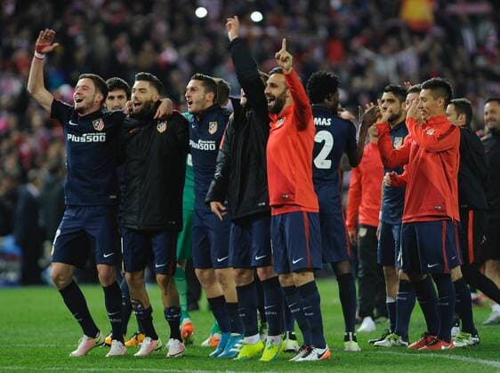 Round Quarter-Finals 2nd leg of the CHAMPIONS league, soccer match between Atletico de Madrid - FC Barcelona Barca at the Vicente Calderon estadium, Madrid - Spain (ESP) by April 13, 2016. PHOTO: Gregorio Lopez.  xGregorioxLopezx x SOCCERxSPAINx