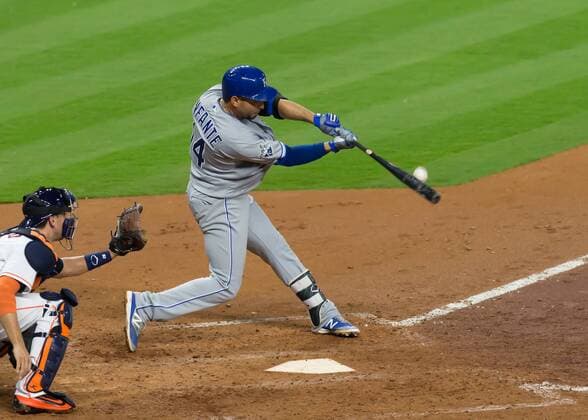 13 April 2016: Kansas City Royals left fielder Alex Gordon (4) during the MLB Baseball Herren USA game between the Kansas City Royals and Houston Astros at Minute Maid Park in Houston, TX. MLB: APR 13 Royals at Astros Icon16041339 EDITORIAL USE ONLY