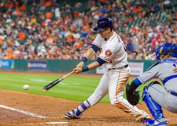13 April 2016: Houston Astros designated hitter Preston Tucker (20) during the MLB Baseball Herren USA game between the Kansas City Royals and Houston Astros at Minute Maid Park in Houston, TX. MLB: APR 13 Royals at Astros Icon16041345 EDITORIAL USE ONLY