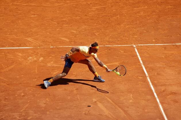 14.04.2016: Rolex Monte Carlo Masters: Rafael Nadal in action against Dominic Thiem at the Monte Carlo Masters third-round match. 2016 Rolex Monte Carlo Masters tennis 
