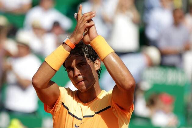 Bilder des Tages - SPORT 14.04.2016: Rolex Monte Carlo Masters: Rafael Nadal in the last 8 after defeating Dominic Thiem in straights sets at the Monte Carlo Masters third-round match. Rolex Monte Carlo Masters 