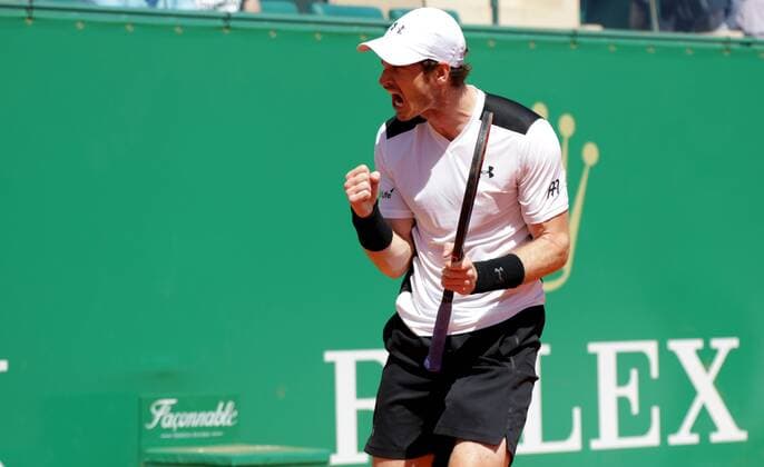 14.04.2016. Monte Carlo, Monaco. Rolex Monte Carlo Masters Tennis: Andy Murray in action as he wins in 3 sets against Benoit Paire at the Monte-Carlo Country Club. xMichaelxCullenx  ActionPlus11727829