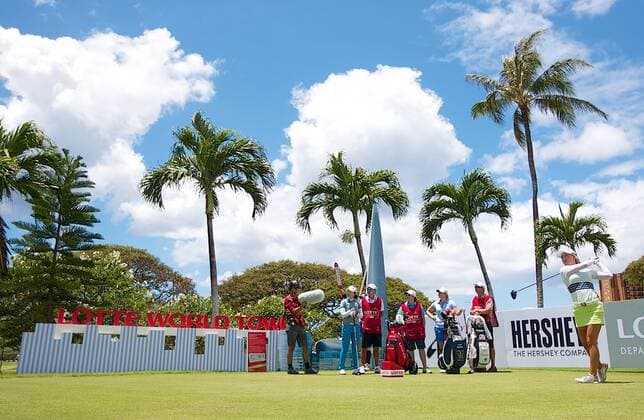 April 15, 2016 - Minjee Lee hits her tee shot on the 1st hole during the third round of the Lotte Championship presented by Hershey at Ko Olina Golf Club in Kapolei, HI LPGA Golf Damen Golf 2016: Lotte Championship APR 15 - ZUMAc04_