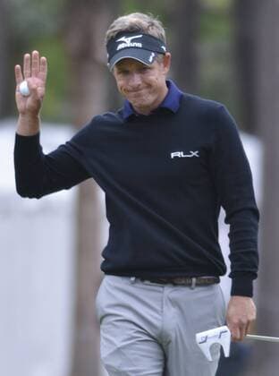 April 15, 2016 - Hilton Head Island, SC, USA - Luke Donald waves as he walks onto the 9th green during the second round of the RBC Heritage Presented by Boeing on Friday, April 15, 2016, at Harbour Town Golf Links in Sea Pines on Hilton Head Island, S.C. RBC Heritage golf - ZUMAm67_
