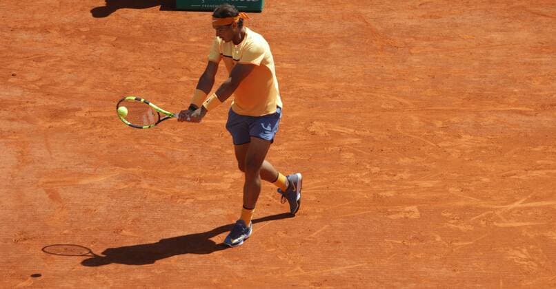 16.04.2016: Rolex Monte Carlo Masters Tennis: Rafael Nadal in action against Andy Murray: Monte Carlo Masters semi-finale at the Monte-Carlo Country Club. 16.04.2016: Rolex Monte Carlo Masters Tennis 
