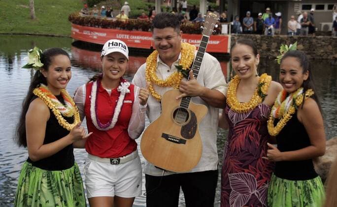 April 16, 2016 - Minjee Lee celebrates after winning the LPGA Golf Damen LOTTE Championship at the Ko Olina Country Club in Kapolei, HI. - LPGA Tour: LOTTE Championship APR16 - ZUMAc04_