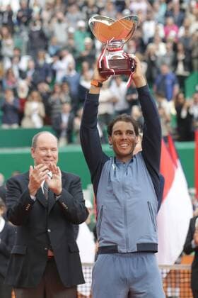 17.04.2016: Rolex Monte Carlo Masters Tennis: Rafael Nadal beat Gael Monfils 7-5 5-7 6-0 to claim a ninth Monte Carlo Masters title at the Monte-Carlo Country Club. 17.04.2016: Rolex Monte Carlo Masters Tennis 