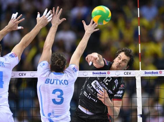 Volleyball, Champions League, Final 4, Zenit Kazan - Trentino Diatec 2016.04.17 -- TZOURITS Mitar Djuric Krakow Men volleyball 2016 CEV DenizBank Volleyball Champions League Final Four Zenit Kazan - Trentino Diatec TZOURITS Mitar Djuric  20160417LUK125