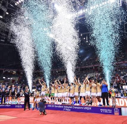 2016.04.17 Krakow Men volleyball 2016 CEV DenizBank Volleyball Champions League Final Four Zenit Kazan - Trentino Diatec Wilfredo LEON VENERO  20160417LUK201