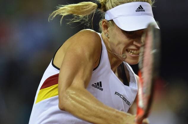 Tennis - Fed Cup - WORLD GROUP PLAY-OFF - Romania vs. Germany APR 2016 April 17, 2016: Angelique KERBER (GER) during the Fed Cup - WORLD GROUP PLAY-OFF - Romania vs. Germany at Polyvalent Hall in Cluj-Napoca, Romania