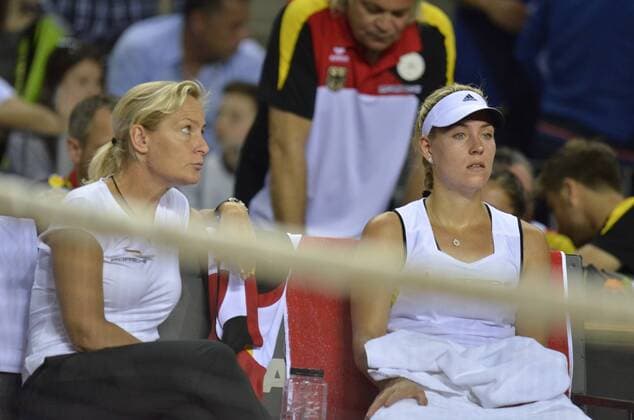 Tennis - Fed Cup - WORLD GROUP PLAY-OFF - Romania vs. Germany APR 2016 April 17, 2016: Angelique KERBER (GER) during the Fed Cup - WORLD GROUP PLAY-OFF - Romania vs. Germany at Polyvalent Hall in Cluj-Napoca, Romania