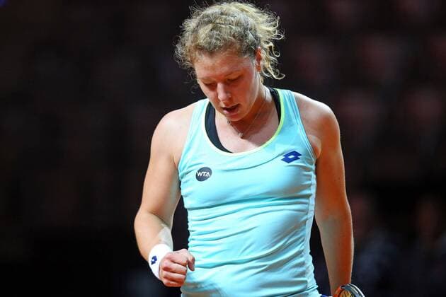 Stuttgart Anna-Lena Friedsam (GER) ballt die Faust, Porsche Tennis Grand Prix 2016, Damen Tennis,18.04.2016, Copyright: Langer Eibner-Pressefoto EP_HLR
