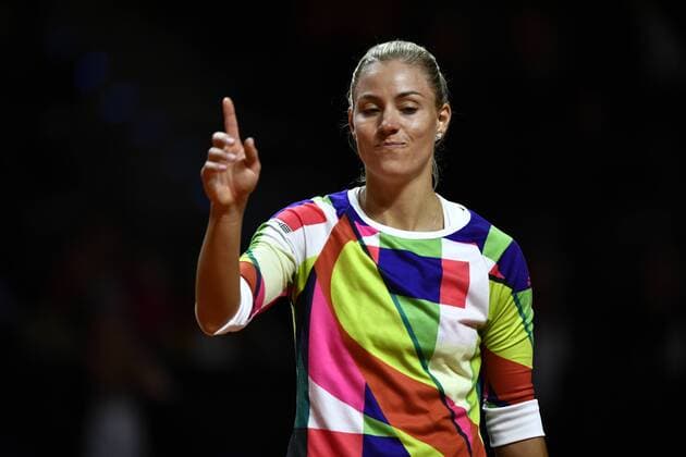 Angelique KERBER (GER) lacht hat Spaß beim Showmatch Berenberg Classics Showmatch Doppel Tennis Damen 18.04.2016 Porsche Tennis Grand Prix GP Stuttgart 2016 Porsche-Arena 16.04.-24.04.2016 Porsche Tennis Grand Prix Stuttgart 2016