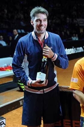 Der ehemalige Tennis-Spieler Michael Stich anläßlich des WTA Tennis Damen Porsche Tennis Grand Prix am 18.04.2016 in der Porsche-Arena Stuttgart.