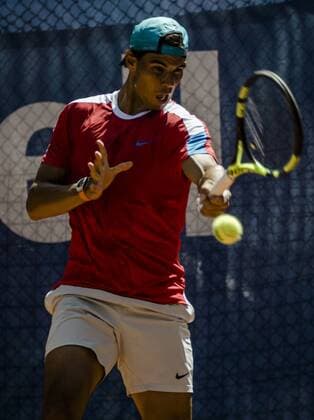 April 19, 2016 - Barcelona, Catalonia, Spain - RAFAEL NADAL (ESP) returns a ball during a training session at the second day of the Barcelona Open Banc Sabadell 2016 Training Sessions Of Top Seeded Players At Barcelona Open 2016 - ZUMAo105