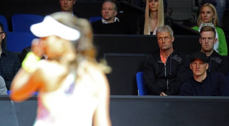 Porsche Tennis Grand Prix 2016 Deutschland, Stuttgart, 19.04.2016, Tennis, Porsche Tennis Grand Prix 2016, Stuttgart: v.l. Ana Ivanovic (SRB), Bastian Schweinsteiger.