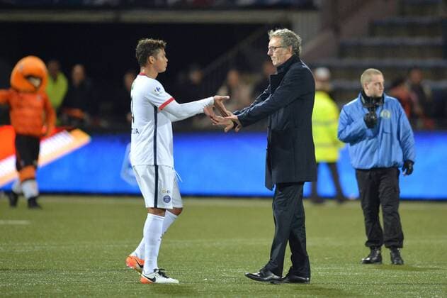 LAURENT BLANC (Coach PSG) - THIAGO SILVA (psg) - Jubel FOOTBALL : Lorient vs Paris SG - Coupe de France - 19 04 2016 AnthonyBIBARD FEP 