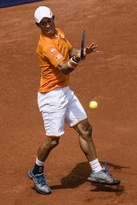 April 20, 2016 - Barcelona, Catalonia, Spain - KEI NISHIKORI (JAP) returns a ball to Thiemo de Bakker (NED) during the 2nd round of the Barcelona Open Banc Sabadell 2016. Nishikori wins 6-4, 6-2 Nishikori Beats De Bakker To Reach Round Three Of Barcelona Open - ZUMAo105