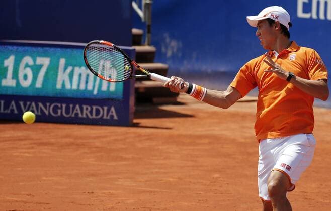 BARCELONA -april 20- SPAIN: Kei Nishikori during the match against Thiemo De Bakker, corresponding to the third round of the Open Banc Sabadell, 64 Trophy Conde de Godo, played on the RCT Barcelona1899, on april 20, 2016. Photo: Joan Valls Urbanandsport Cordon Press  xJoanxValls Urbanandsportx xBARCELONA-OPEN-BANC-SABADELL-TENNISx