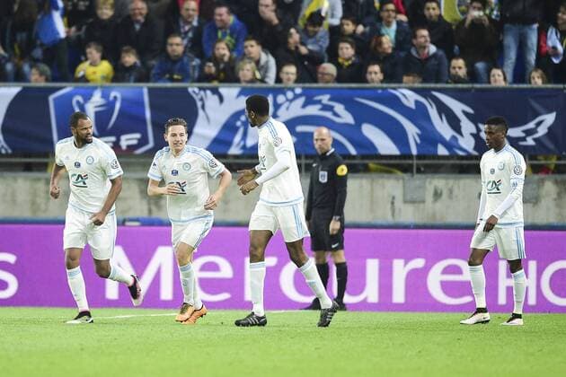 Jubel THAUVIN Florian (OM) apres son but FOOTBALL : FC Sochaux vs OM - 1 2 finale coupe de France - 20 04 2016 JBAutissierx 