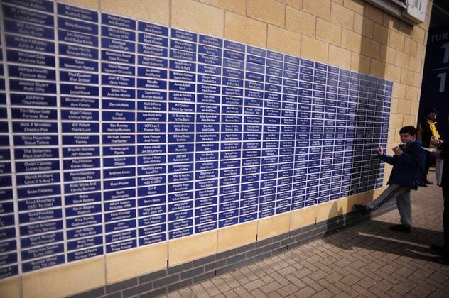 Football - 2015 2016 Premier League - Leicester City vs. West Ham United Leicester city fans Plaques along the walls on the outside of the King Power Stadium COLORSPORT ANDREW COWIE 