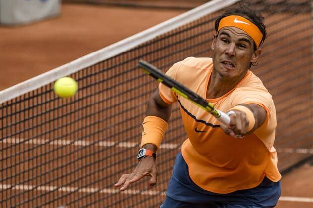 April 21, 2016 - Barcelona, Catalonia, Spain - RAFAEL NADAL (ESP) returns the ball to Albert Montanes (ESP) during the 3rd round of the Barcelona Open Banc Sabadell 2016. Nadal wins 6-2, 6-2 Nadal Reaches Quarter Finals At Barcelona Open 2016 - ZUMAo105