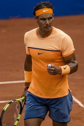 April 21, 2016 - Barcelona, Catalonia, Spain - RAFAEL NADAL (ESP) reacts after winning a point against Albert Montanes (ESP) during the 3rd round of the Barcelona Open Banc Sabadell 2016. Nadal wins 6-2, 6-2 Nadal Reaches Quarter Finals At Barcelona Open 2016 - ZUMAo105