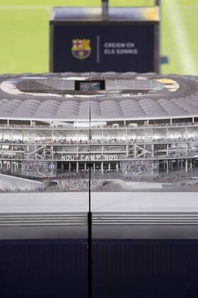 April 21, 2016 - Barcelona, Spain - The maquet of the new FC Barcelona Barca s stadium (Nou Camp Nou) showed in the Camp Nou Stadium in Barcelona, on April 21, 2016 New Camp Nou stadium maquet show  - ZUMAn230