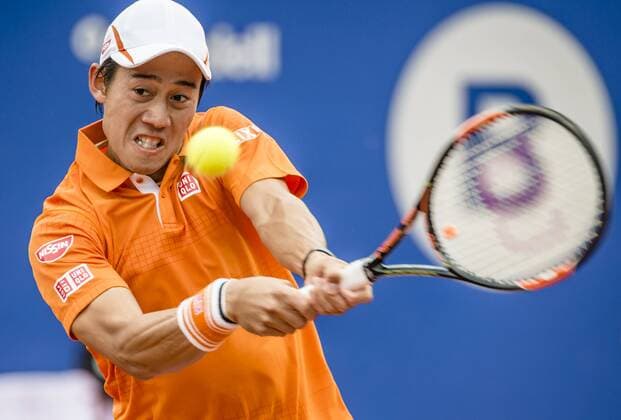 April 21, 2016 - Barcelona, Catalonia, Spain - KEI NISHIKORI of Japan returns a ball to J. Chardy of France during the 3rd round of the Barcelona Open Banc Sabadell 2016. Nishikori won 6-3, 7-5 Tennis 2016 - Barcelona Open - Day 4 - ZUMAo105