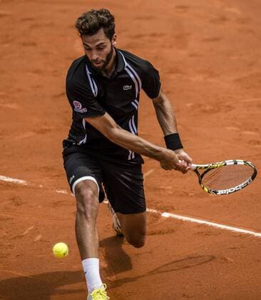 April 22, 2016 - Barcelona, Catalonia, Spain - BENOIT PAIRE (FRA) returns the ball to Malek Jaziri (TUN) during their qurter-final at the Barcelona Open Banc Sabadell 2016. Paire wins 3-6, 7-5, 6-1 Paire Reaches Semi Finals At Barcelona Open 2016 - ZUMAo105