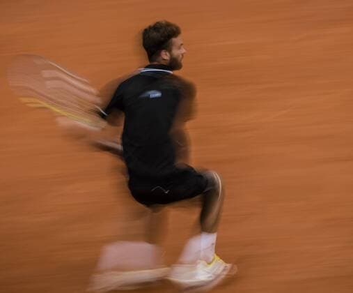 April 22, 2016 - Barcelona, Catalonia, Spain - BENOIT PAIRE (FRA) returns the ball to Malek Jaziri (TUN) during their qurter-final at the Barcelona Open Banc Sabadell 2016. Paire wins 3-6, 7-5, 6-1 Paire Reaches Semi Finals At Barcelona Open 2016 - ZUMAo105