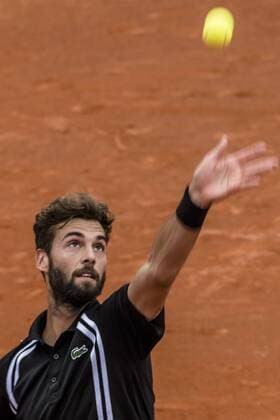 April 22, 2016 - Barcelona, Catalonia, Spain - BENOIT PAIRE (FRA) serves the ball to Malek Jaziri (TUN) during their qurter-final at the Barcelona Open Banc Sabadell 2016. Paire wins 3-6, 7-5, 6-1 Paire Reaches Semi Finals At Barcelona Open 2016 - ZUMAo105