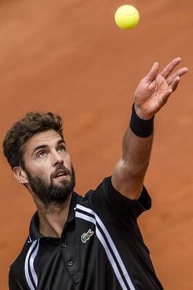 April 22, 2016 - Barcelona, Catalonia, Spain - BENOIT PAIRE of France serves the ball to M. Jaziri of Tunesia during their quarter-final at the Barcelona Open Banc Sabadell 2016. Paire won 3-6, 7-5, 6-1. Tennis 2016 - Barcelona Open - Day 5 - ZUMAo105
