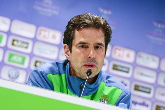 Fußball, UWCL, Pressekonferenz VfL Wolfsburg und 1. FFC Frankfurt; Cheftrainer Ralf Kellermann (Wolfsburg) Porträt, Portrait, Einzelbild Pressekonferenz, press conference PK Pressekonferenz PK, Presserunde. xtgx