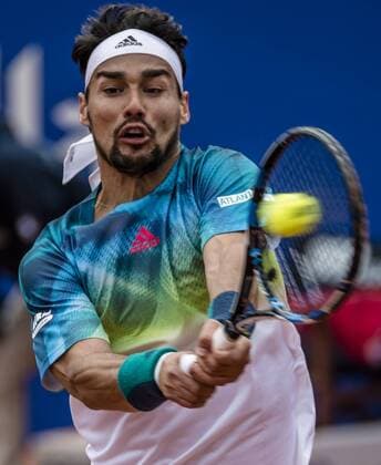 Tennis, Barcelona Open, Nadal - Fognini April 22, 2016 - Barcelona, Catalonia, Spain - FABIO FOGNINI (ITA) returns the ball to Rafael Nadal (ESP) during their quarter final of the Barcelona Open Banc Sabadell 2016. Nadal wins 6-2, 7-6 Nadal Reaches Semi Finals At Barcelona Open 2016 - ZUMAo105