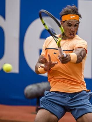 Tennis, Barcelona Open, Nadal - Fognini April 22, 2016 - Barcelona, Catalonia, Spain - RAFAEL NADAL (ESP) returns the ball to Fabio Fognini (ITA) during their quarter final of the Barcelona Open Banc Sabadell 2016. Nadal wins 6-2, 7-6 Nadal Reaches Semi Finals At Barcelona Open 2016 - ZUMAo105