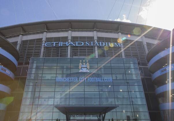 23.04.2016. Etihad Stadium, Manchester, England. Barclays Premier League. Manchester City. View of the Colin Bell Stand entrance at the Eithad Stadium, home of Manchester City Football Club. xRolandxHarrisonx  ActionPlus11730265