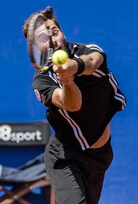 April 23, 2016 - Barcelona, Catalonia, Spain - BENOIT PAIRE of France returns the ball to Kei Nishikori of Japon during their semi-final at the Barcelona Open Banc Sabadell 2016. Nishikori won 6:3, 6:2 Tennis 2016 - Barcelona Open - Day 6 - ZUMAo105